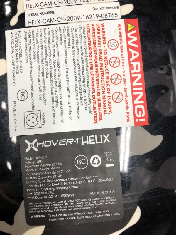 Photo 5 of ***TESTED WORKING*** Hover-1 Helix Electric Hoverboard | 7MPH Top Speed, 4 Mile Range, 6HR Full-Charge, Built-in Bluetooth Speaker, Rider Modes: Beginner to Expert Hoverboard Camo