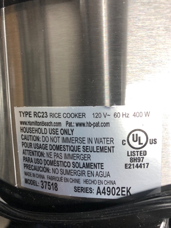 Photo 2 of Hamilton Beach Digital Programmable Rice Cooker & Food Steamer, 14 Cups Cooked (7 Uncooked) With Steam & Rinse Basket, Stainless Steel (37548)
