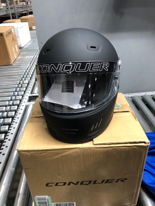 Photo 3 of Conquer Snell SA2020 Full Face Auto Racing Helmet Medium Black