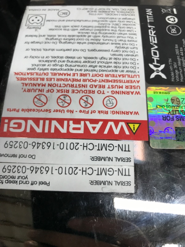 Photo 1 of (NOT TESTED)Hover-1 Titan Electric Hoverboard | 8MPH Top Speed, 8 Mile Range, 3.5HR Full-Charge, Built-In Bluetooth Speaker, Rider Modes: Beginner to Expert Gun Metal