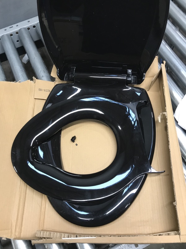 Photo 3 of (TODDLER SEAT IS BROKEN)
Elongated Toilet Seat with Toddler Seat Built in, Slow Close, Easy Clean, Never Loosen, Plastic, BLACK(18.5”) Black Elongated