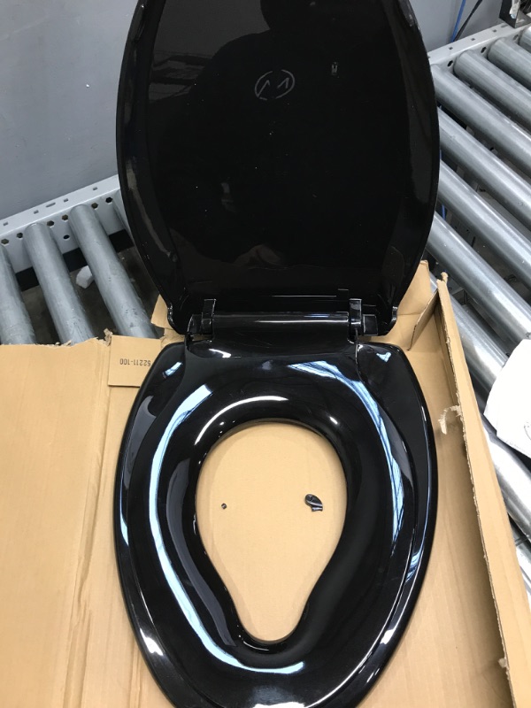 Photo 6 of (TODDLER SEAT IS BROKEN)
Elongated Toilet Seat with Toddler Seat Built in, Slow Close, Easy Clean, Never Loosen, Plastic, BLACK(18.5”) Black Elongated