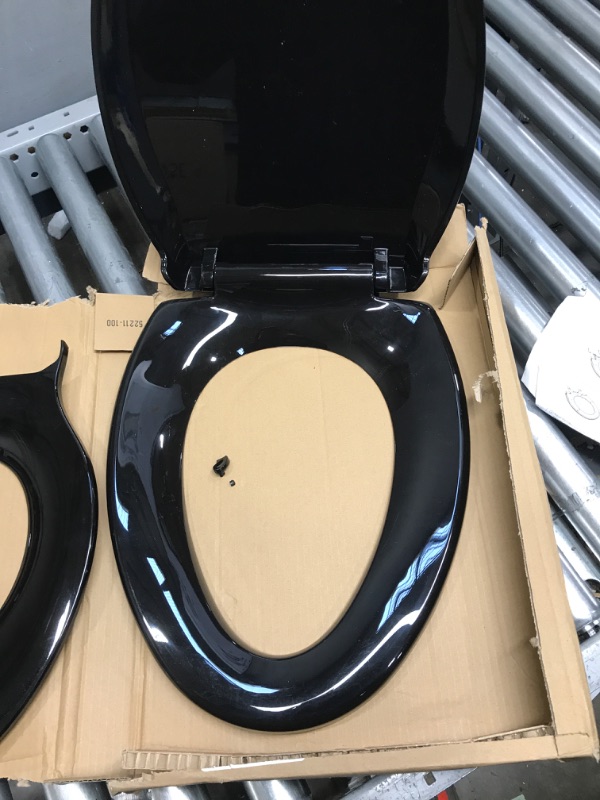 Photo 4 of (TODDLER SEAT IS BROKEN)
Elongated Toilet Seat with Toddler Seat Built in, Slow Close, Easy Clean, Never Loosen, Plastic, BLACK(18.5”) Black Elongated