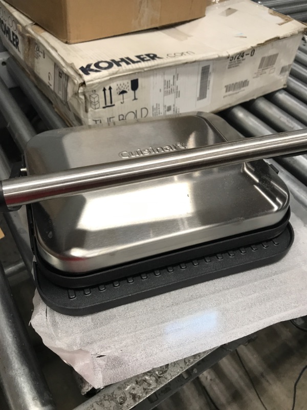 Photo 3 of ***TESTED/ TURNS ON*** Cuisinart GR-6S Stainless Steel Griddler with Smoke-less Mode and Waffle Plates Bundle with 2-Piece Silicone Spatula Set (2 Items)