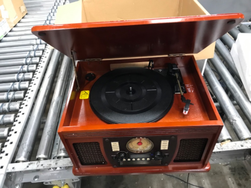 Photo 4 of **INCOMPLETE RECORD PLAYER ONLY!!**Victrola Navigator 8-in-1 Classic Bluetooth Record Player with USB Encoding and 3-Speed Turntable Bundle with Victrola Wooden Stand for Wooden Music Centers with Record Holder Shelf, Mahogany
**MISSING RECORD HOLDER WITH
