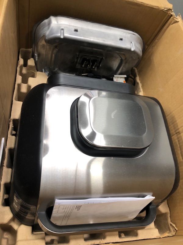 Photo 1 of Ninja IG651 Foodi Smart XL Pro 7-in-1 Indoor Grill/Griddle Combo, use Opened or Closed, with Griddle, Air Fry, Dehydrate & More, Pro Power Grate, Flat Top Griddle, Crisper, Smart Thermometer, Black