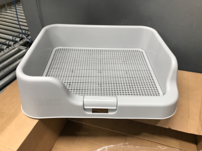 Photo 2 of [DogCharge] Indoor Dog Potty Tray – with Protection Wall Every Side for No Leak, Spill, Accident - Keep Paws Dry and Floors Clean (Tray Only, Grey)