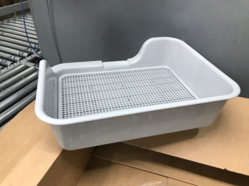 Photo 3 of [DogCharge] Indoor Dog Potty Tray – with Protection Wall Every Side for No Leak, Spill, Accident - Keep Paws Dry and Floors Clean (Tray Only, Grey)