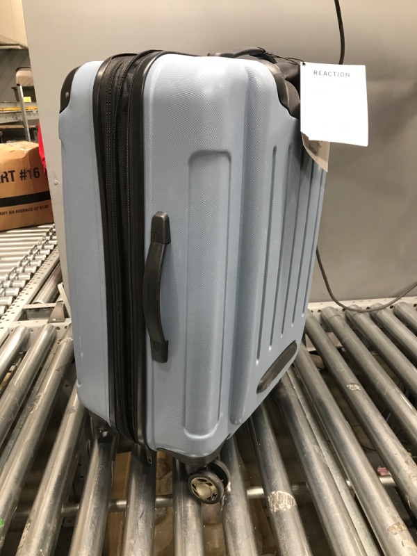Photo 3 of ***LOTS OF SCRATCHES AND DAMAGED ZIPPER****  Kenneth Cole REACTION Renegade 24” Check Size Expandable Luggage Lightweight Hardside 8-Wheel Spinner Travel Suitcase Bag, Granite Blue, inch 24-inch Checked Granite Blue