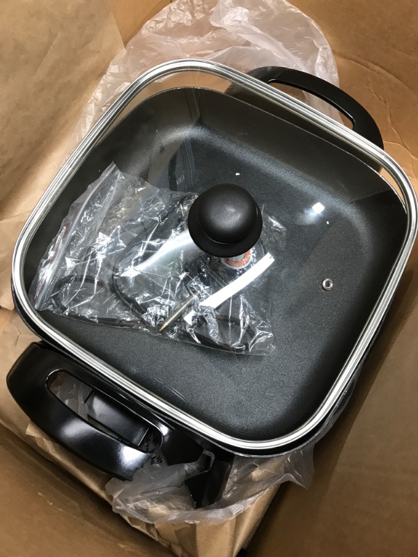 Photo 2 of ****WORKS BUT HAS MAJOR DAMAGE***  Cooks 12" X 12" Non-Stick Covered Electric Skillet | Black | One Size | Grills + Griddles Electric Skillets