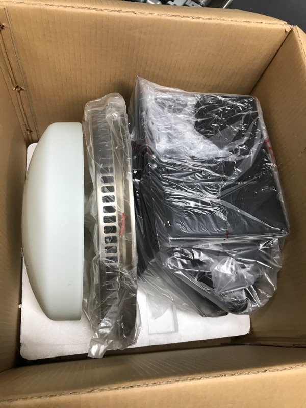 Photo 3 of ***DAMAGE TO GLASS****   Akicon Ultra Quiet 110 CFM Round Exhaust Bathroom Fan with Light and Nightlight Brushed Nickel (3x9W GU24 Base LED Bulbs and 1pcs E12 Nightlight Included)
