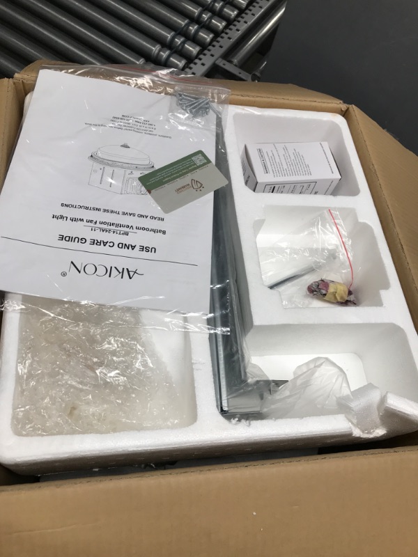 Photo 2 of ***DAMAGE TO GLASS****   Akicon Ultra Quiet 110 CFM Round Exhaust Bathroom Fan with Light and Nightlight Brushed Nickel (3x9W GU24 Base LED Bulbs and 1pcs E12 Nightlight Included)