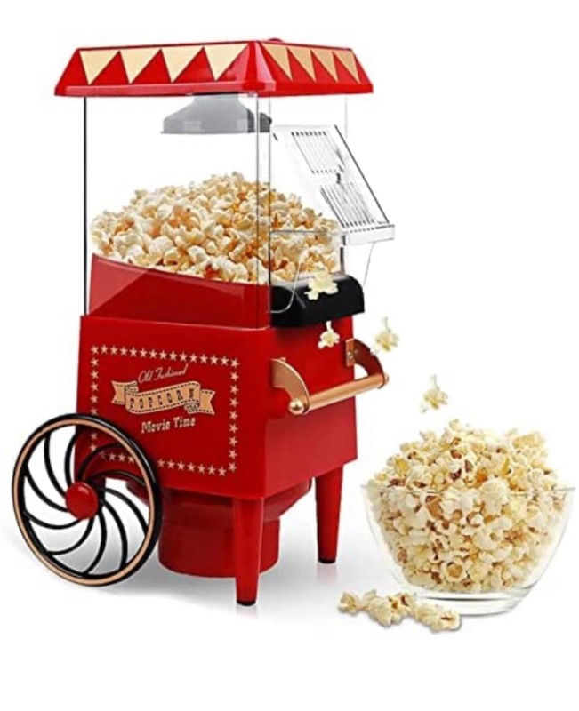 Photo 1 of ***USED*** Popcorn Cart, Hot Air Popcorn Machine Vintage Tabletop Electric Popcorn Popper, Healthy and Quick Snack for Home Party Christmas and Movie Nights