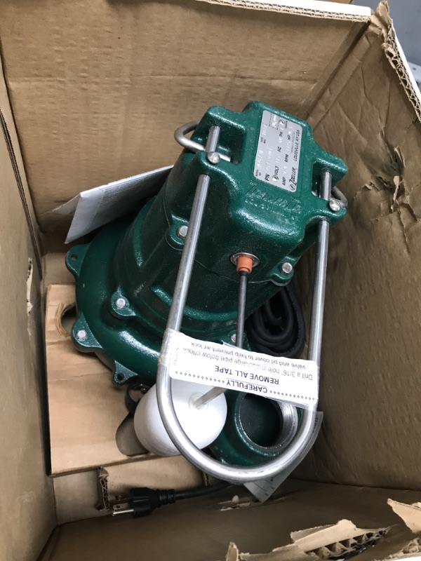 Photo 2 of ***PREVIOUSLY OPENED****    Zoeller Waste-Mate 267-0001 Sewage Pump, 1/2 HP Automatic – Heavy-Duty Submersible Sewage, Effluent or Dewatering Pump