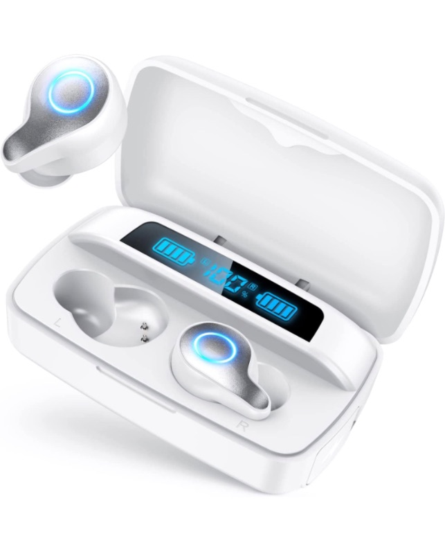 Photo 1 of ***FACTORY SEALED****   NIPELL Wireless Earbuds, Bluetooth 5.2 Headphones with 1800mAh Charging Case - 88Hrs Play Time - Cell Phones Charging Function, Built-in Microphone IPX5 Waterproof Earphone for iOS/Android (White)