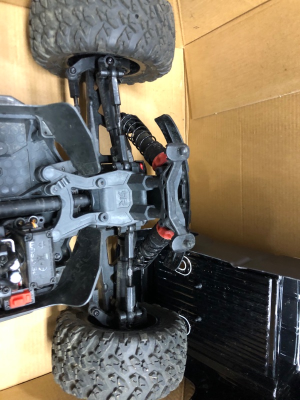 Photo 7 of **ONE OF THE FRONT PINS NEEDS TO BE REATTACHED**
ARRMA 1/10 Big Rock 4X4 V3 3S BLX Brushless Monster RC Truck RTR (Transmitter and Receiver Included, Batteries and Charger Required), Black, ARA4312V3