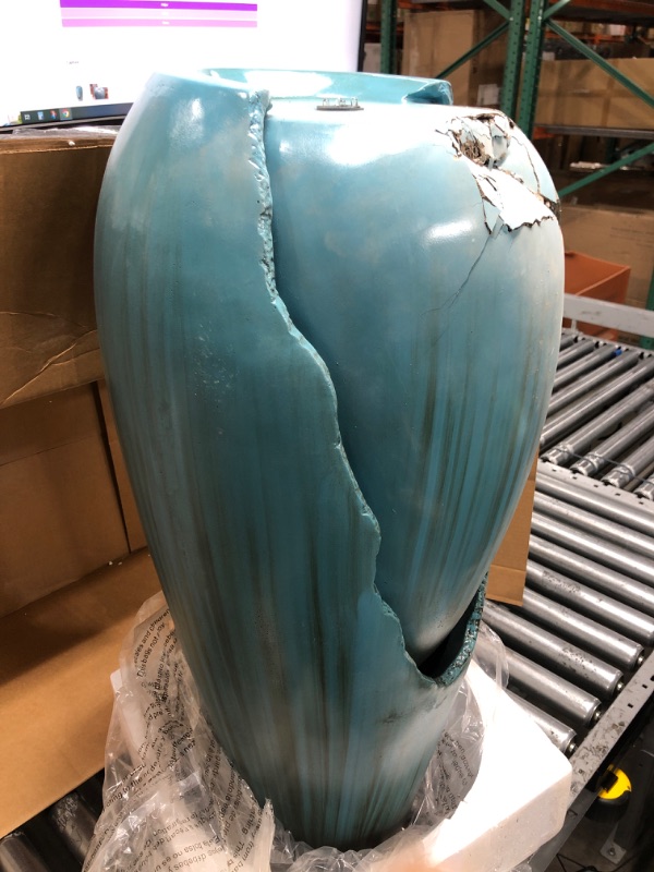 Photo 1 of Alpine Corporation DIG100XS w/LED Light Water Jar Fountain, 32 Inch Tall, Turquoise