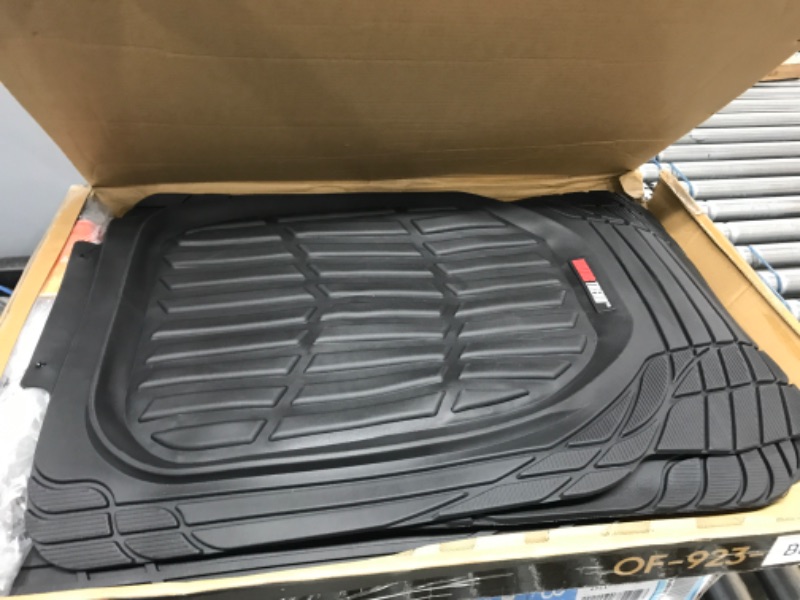 Photo 2 of Motor Trend - MT-923-BK 923-BK Black FlexTough Contour Liners-Deep Dish Heavy Duty Rubber Floor Mats for Car SUV Truck & Van-All Weather Protection, Universal Trim to Fit Full Set Black