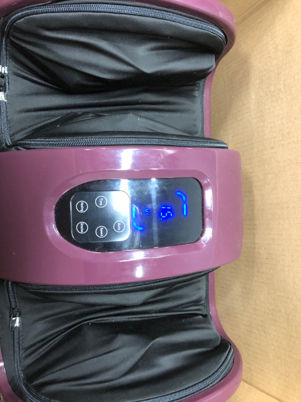 Photo 3 of *** TESTED-- POWERS ON*** Best Choice Products Foot Massager Machine Shiatsu Leg Massager, Therapeutic Reflexology Calf Massager w/ Blood Circulation, Nerve Pain, Deep Kneading, High-Intensity Rollers - Burgundy