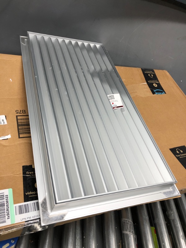 Photo 2 of 24"w X 12"h Aluminum Privacy Door HVAC Air Grille -"V" Shaped Louvers Ensure 100% View Block - Supply or Return [Outer Dimensions: 25"w X 13"h] 24 x 12