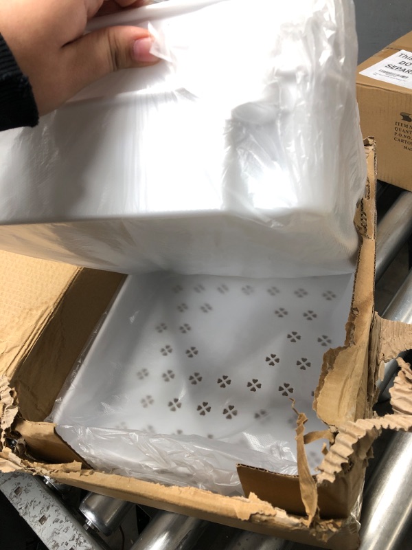 Photo 1 of Sywhitta 4-Tier Plastic Rolling Utility Cart with Handle, Multi-Functional Storage Trolley for Office, Living Room, Kitchen, Movable Storage Organizer with Wheels, White 4-tier White