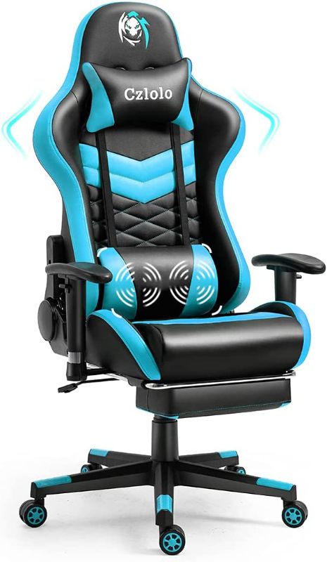 Photo 1 of Czlolo Gaming Chair with Footrest and Massage, PU Leather Racing Style Ergonomic Silla Gamer PC Computer Chair, Big and Tall Reclining Office Desk Chair for...
