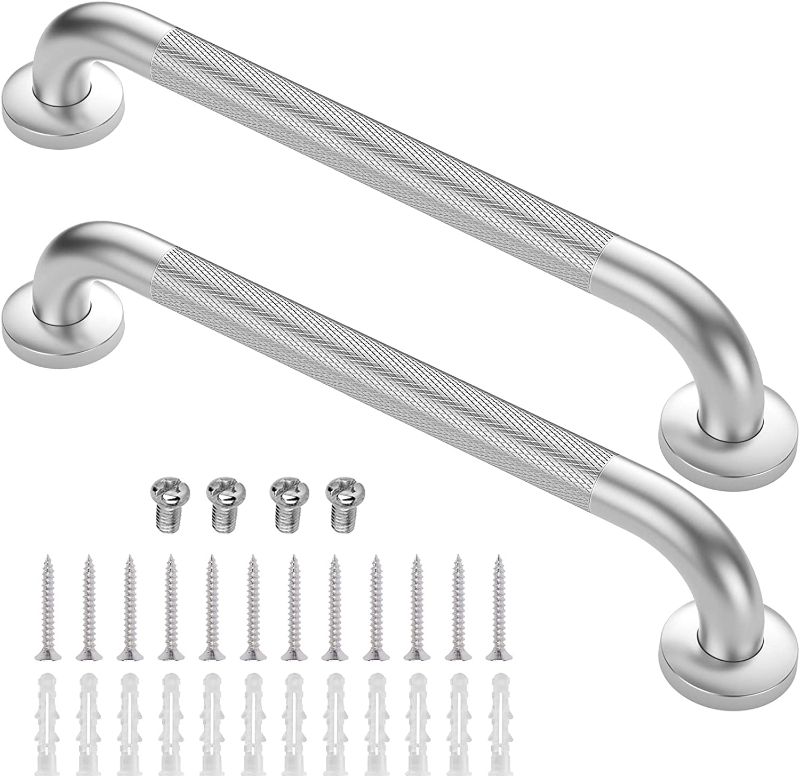 Photo 1 of 2 Pack 18 Inch Grab Bars for Bathtubs and Showers, Anti Slip Shower Grab Bars Stainless Steel Shower Handle Handicap Elderly Senior Assist Bathroom Saft Handle
