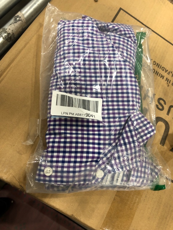 Photo 3 of Amazon Essentials Men's Slim-Fit Long-Sleeve Poplin Shirt XX-Large Blue/Purple, Gingham