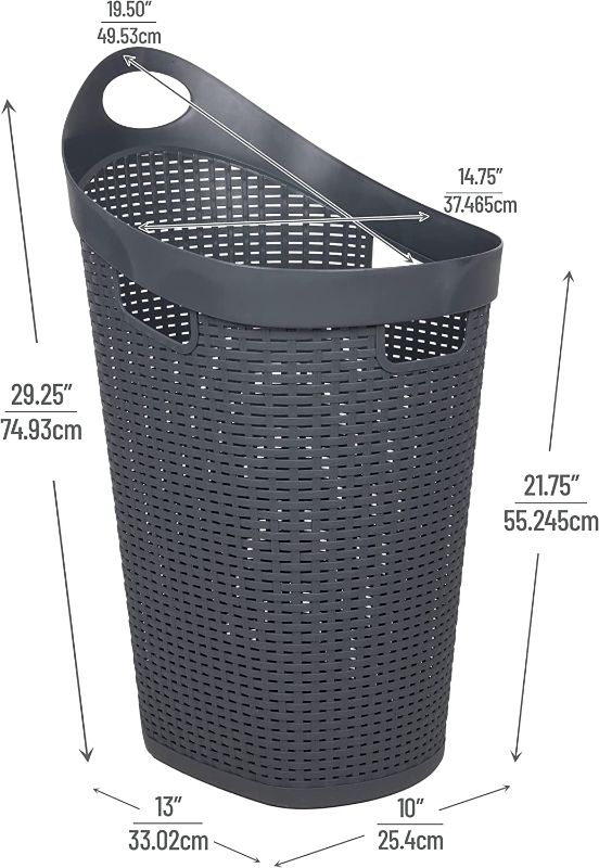 Photo 1 of Mind Reader Rolling Laundry Basket, Wheeled Ventilated Hamper with Cutout Handles, Lightweight Washing Bin, Dirty Clothes Storage, Plastic, 60 L Capacity, Grey
