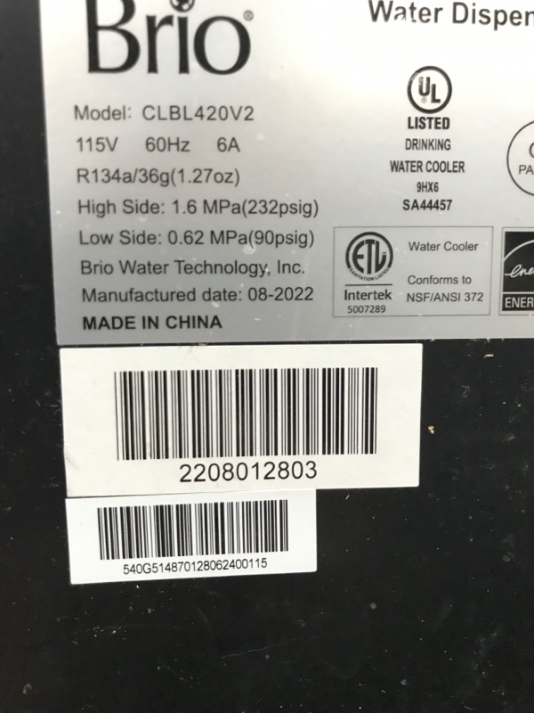 Photo 5 of **SEE NOTES**
Brio Bottom Loading Water Cooler Water Dispenser – Essential Series - 3 Temperature Settings - Hot, Cold & Cool Water - UL/Energy Star Approved