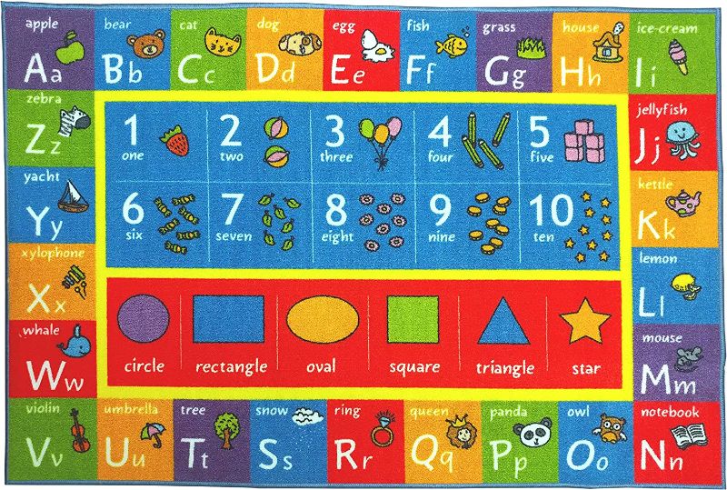 Photo 1 of 
KC CUBS ABC Alphabet, Numbers and Shapes Educational Learning & Fun Game Play Area Non Slip Boy & Girl Kids Rug Carpet for Children Bedroom, Toddler...
Size:7-10" x 9- 11" Rectangle
