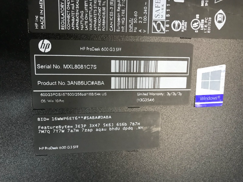 Photo 14 of HP Business Desktop ProDesk 600 G3 SFF Computer - Intel Core i5-6500 3.2GHz / 8GB RAM / 512GB SSD/Windows 10 Professional (Renewed) Intel Core i5-6500 | 8G | 512G SSD