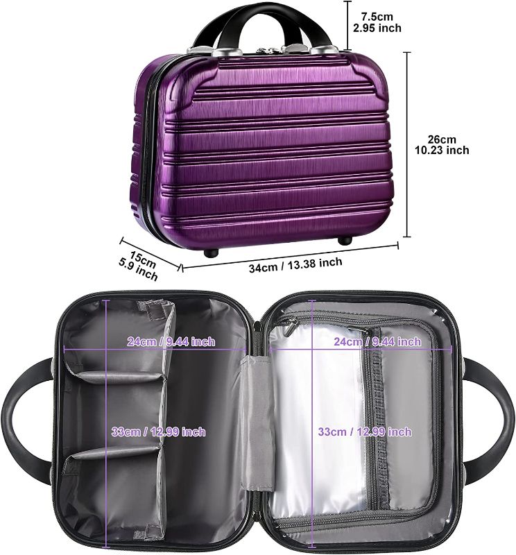 Photo 2 of Feybaul Luggage Set 2PCS Suitcase PC+ABS Carry On Luggage with Spinner Wheels Purple 2-Piece Set(14/20)