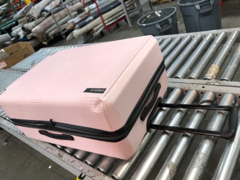 Photo 3 of American Tourister Stratum XLT Expandable Hardside Luggage with Spinner Wheels, Pink Blush, Checked-Large 28-Inch Checked-Large 28-Inch Pink Blush