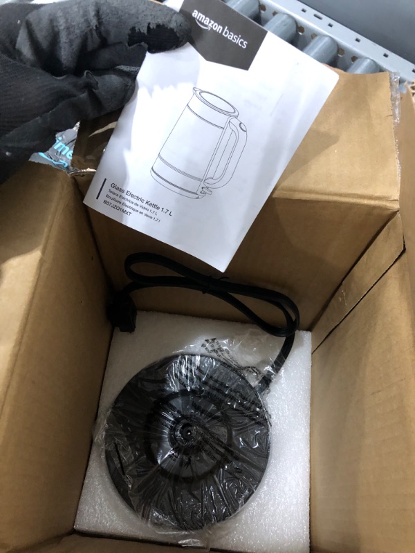 Photo 1 of Amazon Basics Electric Glass and Steel Hot Tea Water Kettle, 1.7-Liter 1.7 Liter Glass Electric Kettle 1.7L