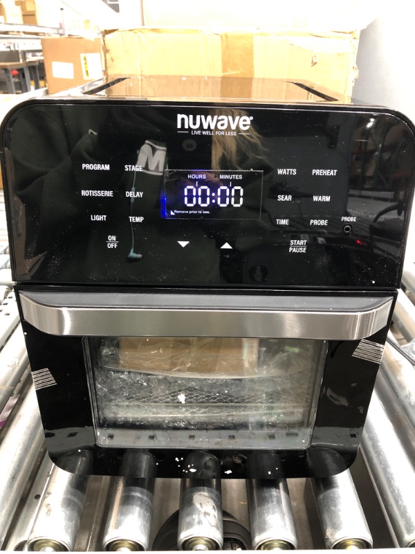 Photo 2 of *Powers On-Factory Packaging* NUWAVE Brio Air Fryer Smart Oven, 15.5-Qt X-Large Family Size, Countertop Convection Rotisserie Grill Combo, Non-Stick Drip Tray, Stainless Steel Rotisserie Basket. 15.5QT Brio