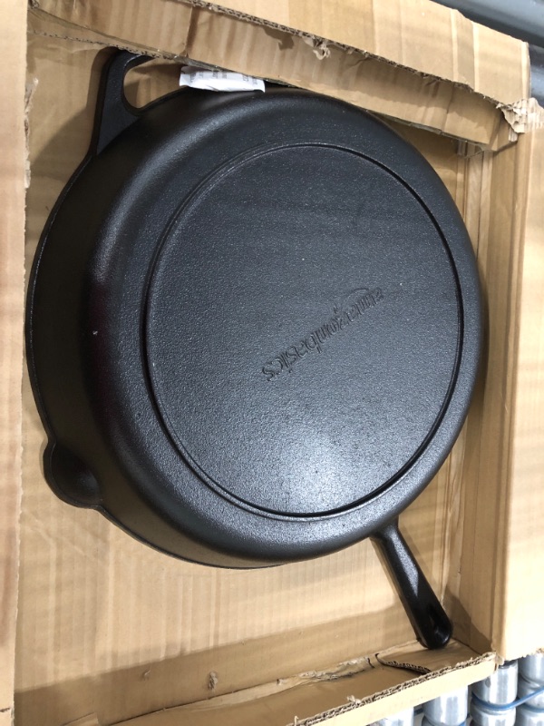 Photo 2 of Amazon Basics Pre-Seasoned Cast Iron Skillet, 15-Inch 15"