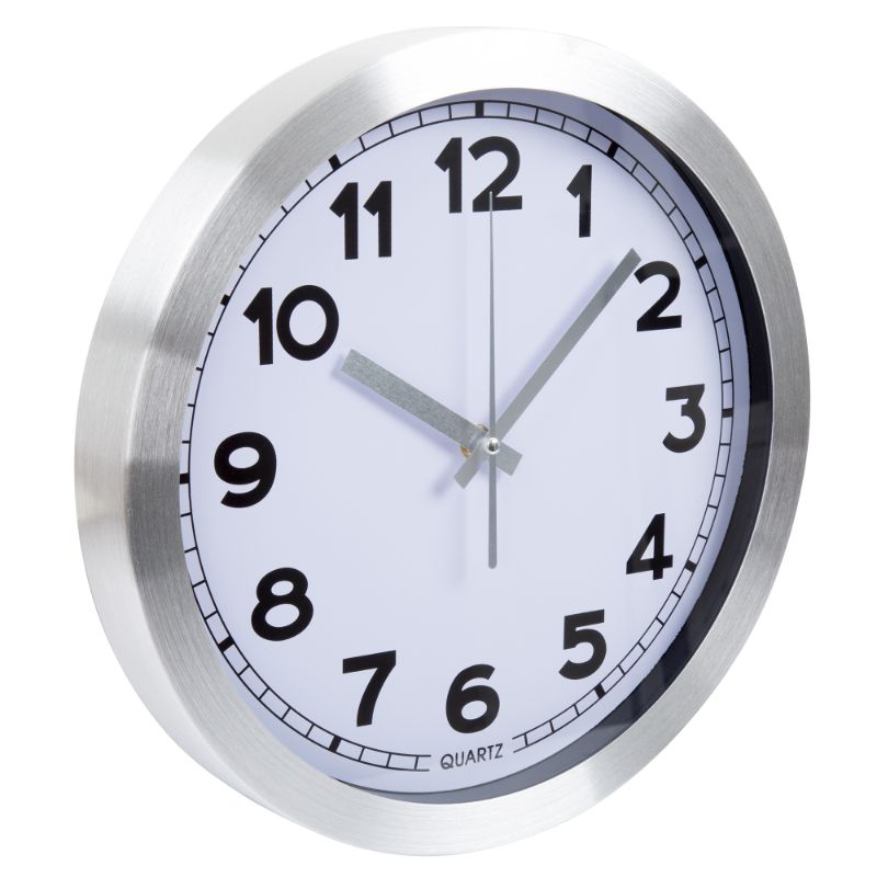 Photo 1 of 99-1310 12 in. Brushed Aluminum Wall Clock
