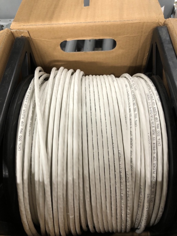 Photo 2 of Cat6 Plenum CMP Rated 23AWG (1000 Feet) 550MHz Solid Ethernet Unshielded Twisted Pair (Utp) Networking Cable (White)