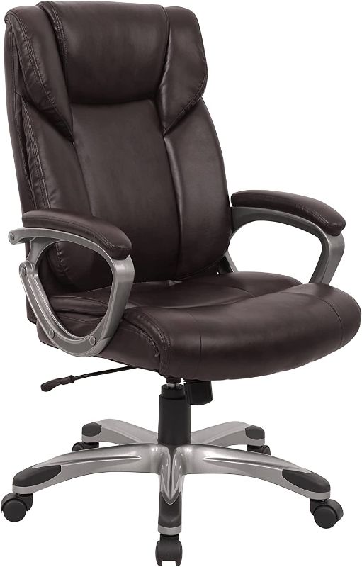 Photo 1 of Amazon Basics Classic Puresoft Padded Mid-Back Office Computer Desk Chair with Armrest - Brown 