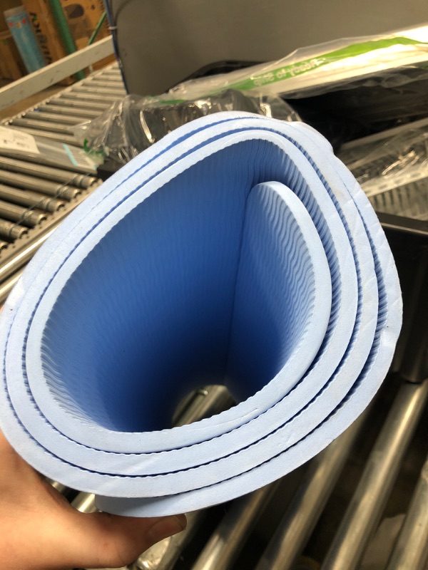 Photo 3 of adidas Yoga Mat Thick 8mm EVA Foam Non Slip Exercise Workout Mats for Men and Women - Ideal for Home Gym Fitness, Yoga, Pilates, Studio - Lightweight, Rollable, Foldable (69" L x 24" W) Glow Blue