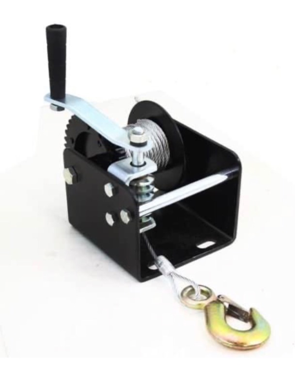 Photo 1 of 2000lb Worm Gear Winch Hand Cable Trailer Truck Boat Manual Crank Portable Mount