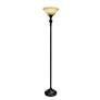 Photo 1 of 1 Light Restoration Torchiere Floor Lamp with Marbleized Amber Glass Shade Brown - Elegant Designs