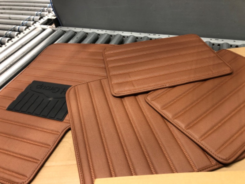 Photo 2 of FH Group Floor Mats - Faux Leather Floor Mats for Cars, Universal Fit Automotive Floor Mats, All Purpose Car Floor Mats, PU Leather Protector Mat for Most Sedan, SUV, Truck Floor Mats Brown