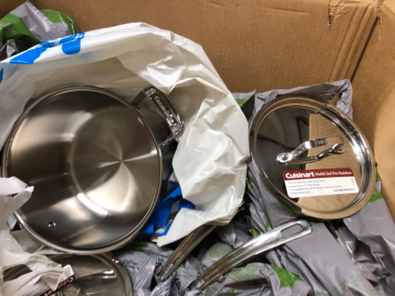 Photo 2 of **USED** 12 Piece Cookware Set by Cuisinart, MultiClad Pro Triple Ply, Silver, MCP-12N