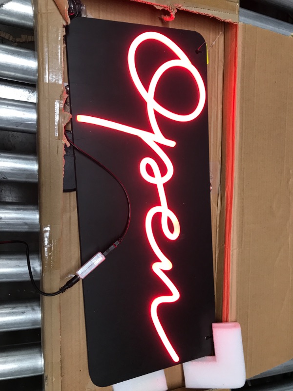 Photo 2 of VEVOR LED Open Sign, 22" x 9" Neon Open Sign for Business, Multiple Flashing and Color Modes Neon Lights Signs with Remote Control and Power Adapter, for Restaurant, Shop, Hotel, Window, Wall Seven Colors