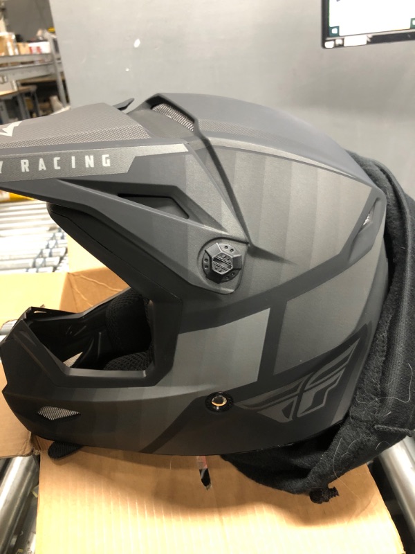 Photo 2 of Fly Racing 2022 Youth Kinetic Drift Helmet (Matte Black/Charcoal, Youth Medium) Youth Medium Matte Black/Charcoal