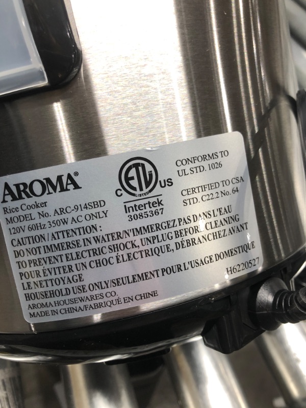 Photo 2 of *Tested* Aroma Housewares ARC-914SBD Digital Cool-Touch Rice Grain Cooker and Food Steamer, Stainless, Silver, 4-Cup (Uncooked) / 8-Cup (Cooked) Basic