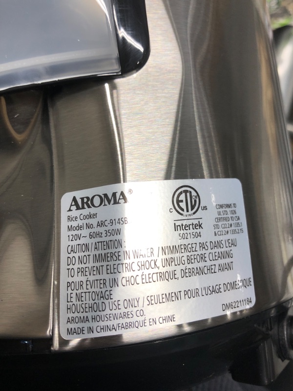 Photo 5 of *Major Damage-Dented-See Photos* Aroma Housewares ARC-914SBD Digital Cool-Touch Rice Grain Cooker and Food Steamer, Stainless, Silver, 4-Cup (Uncooked) / 8-Cup (Cooked) Basic