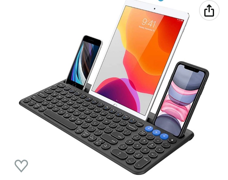 Photo 1 of Arteck Universal Bluetooth Keyboard Multi-Device Built-in Cellphone Cradle Wireless Keyboard for Windows, iOS, Android, Computer Desktop Laptop Surface Tablet Smartphone Built-in Rechargeable Battery